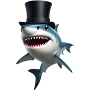 Shark with a top hat sticker