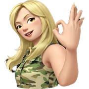 blonde girl in camouflage outfit sticker