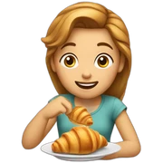 Girl eating croissant sticker