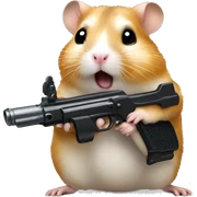 hamster with gun sticker