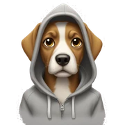 Dog wearing hoodie sticker