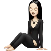 Attractive Wednesday Addams dressing and acting like Hot Morticia Addams. Both lounging around in saggy silk pajamas. sticker