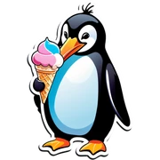 Penguin eating ice cream sticker