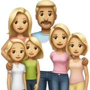 a 4 family member  with a mom and dad and two children girls, daughters two blondes 14 years old and 10 years old, mom about 32 years old and also blonde with a bob, and dad has brown hair about 40 years old sticker