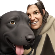 boy with dog and smile sticker