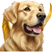 Golden retriever with gold dragon wings  sticker
