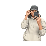 smiling girl taking selfie sticker