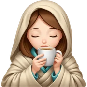 girl inside a blanket sipping coffee eyes closed sticker
