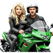 biker duo on motorcycle sticker