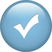 Make a Completely one colored light blue type circle dont add any Details just above colored and add a one colored White tick in the middle ethe tick should be straight  sticker