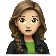 girl in a black jacket, brown hair, green eyes  sticker