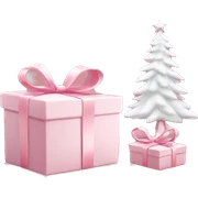 Light pink Christmas gifts under a white Christmas tree  sticker