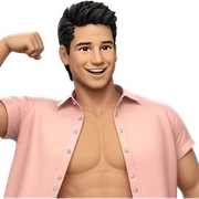 smiling boy in open shirt sticker