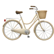 realistic light beige bicycle with basket of white  sticker