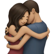 brunette couple hugging sticker