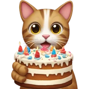 Cat holding a birthday cake sticker