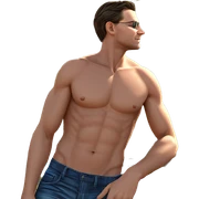 topless boy under blue sky sticker