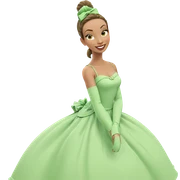 smiling girl in green dress sticker