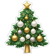 Christmas tree with white and gold ornaments  sticker