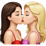 Brunette girl and blonde girl kissing  sticker