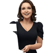 smiling girl in black dress sticker