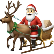Real Reindeer pulling a sleigh by Santa sticker