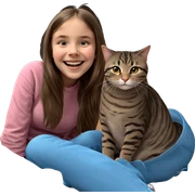 smiling girl with cat indoors sticker