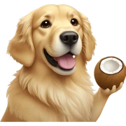 golden retriever with coconut in hand sticker