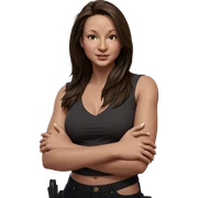 brown haired girl posing confidently sticker