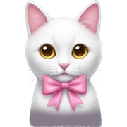 pink bow on white cat sticker
