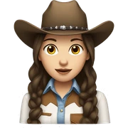 brunette girl, white skin cowgirl sticker