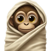 monkey wrapped in blanket ￼ sticker
