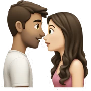 brunette, pale couple kissing emoji  sticker