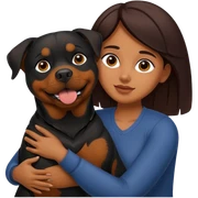 Mulher morena abraçando um rottweiler sticker