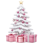 Light pink Christmas gifts under a white Christmas tree  sticker