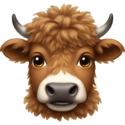 brown fluffy baby scottish cow with a small bow on head sticker