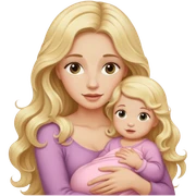 Long wavy blonde hair woman holding a baby girl sticker