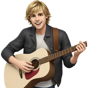 smiling boy playing guitar outdoors sticker
