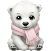 baby polar bear with a pale pink scarf  sticker