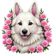 White Shepherd viele Blumen pink  sticker