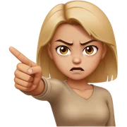 Angry girl pointing finger with body sticker