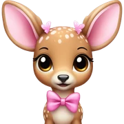 baby deer with fairy wings and a pink bow around its neck  sticker