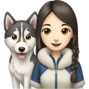 Japanese girl and husky sticker