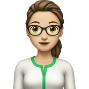 pale brunette woman with glasses and brown hair ponytail and green eyes sticker