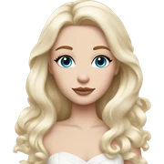 White bride with long light blonde hair and blue eyes with light pink peonies in hair white skin light pink lips sticker