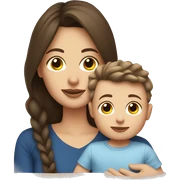 White Brunette mom with baby boy sticker