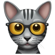 Skinny gray cat with stripes and sunglasses  sticker