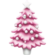 Pink Christmas tree with white ornaments sticker