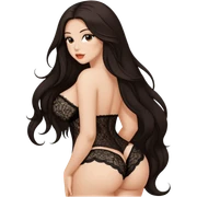 Beautiful Buxom long haired brunette, juicy booty, wearing black lace, sfw sticker