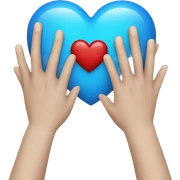 hands holding blue heart  sticker